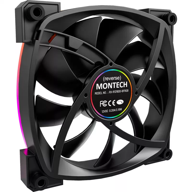 ventilator Montech RX120 PWM 12 cm zwart 720–1760 RPM Rifle Bearing