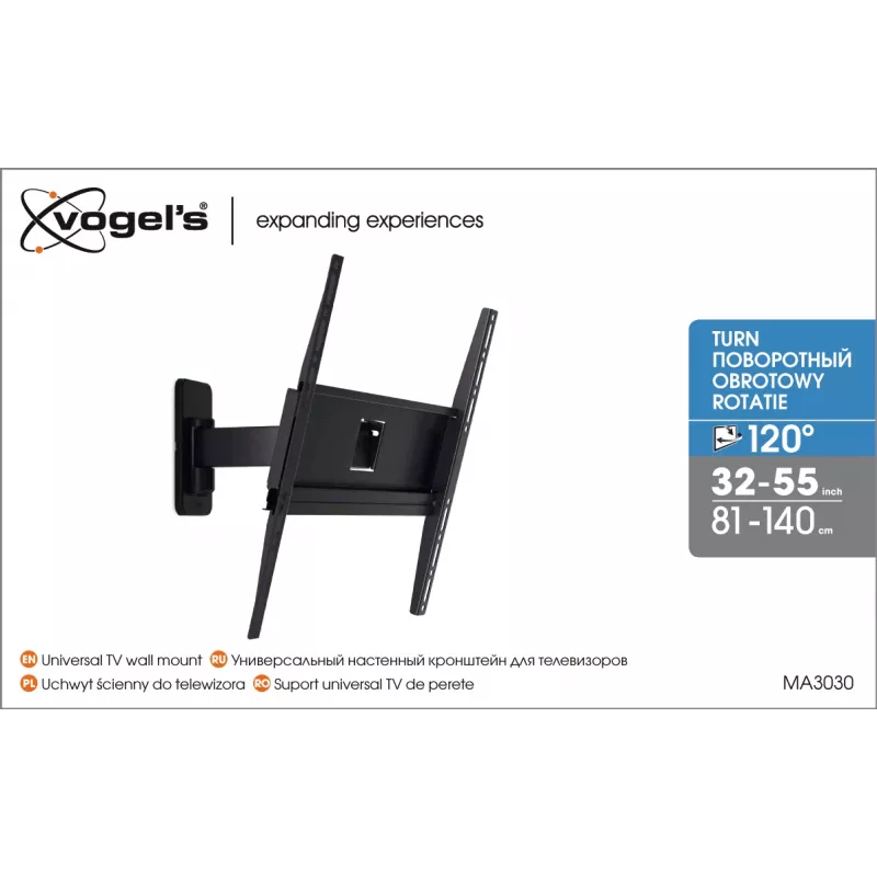 Vogels | Wandsteun | MA3030-A1 | Volledig beweegbaar | 32-65 | Max. draagvermogen 25 kg | Zwart