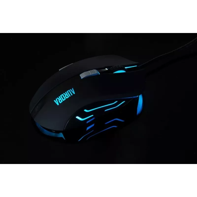 iBox Aurora A-1 IMOGS9031 bedrade optische gamingmuis, 2400 DPI, USB Type-A, RGB, voor rechtshandigen, zwart