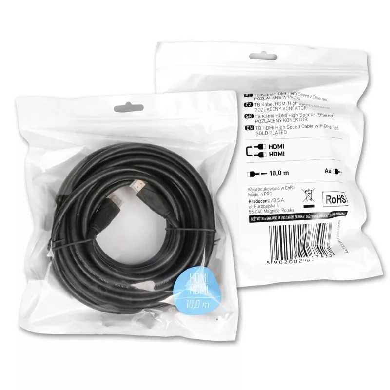 Kabel HDMI v2.0 10m verguld