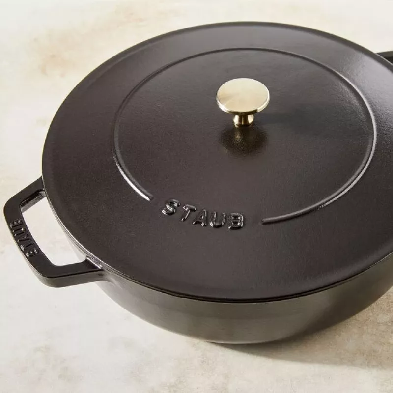 Staub Chistera 40511-472-0 braadpan 28 cm, rond, gietijzer, 3,7 l, zwart