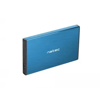 Externe HDD/SSD-behuizing NATEC Rhino GO 2,5 inch — USB 3.0, SATA III, tot 4 TB, 9,5 mm, aluminium, blauw