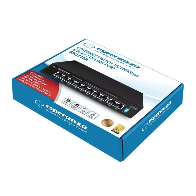Esperanza ENS106 10-poorts PoE-switch 10/100 96 W