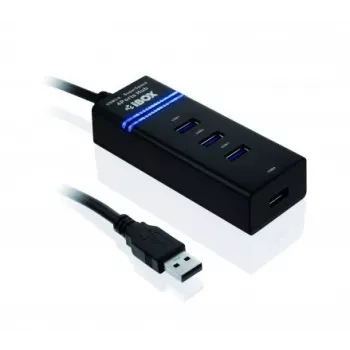 USB 3.2 Gen 1 Type-A 4-poorts hub IBOX IUH3FB, 5000 Mbit/s, zwart, 0,5 m kabel