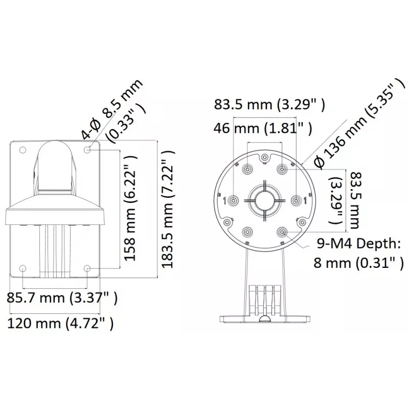 Hikvision DS-1473ZJ-135 beveiligingscamera-accessoire lamp
