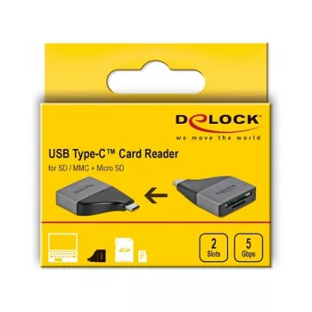 Kaartlezer DeLOCK 64117 USB 3.2 Gen 1 Type-C grijs