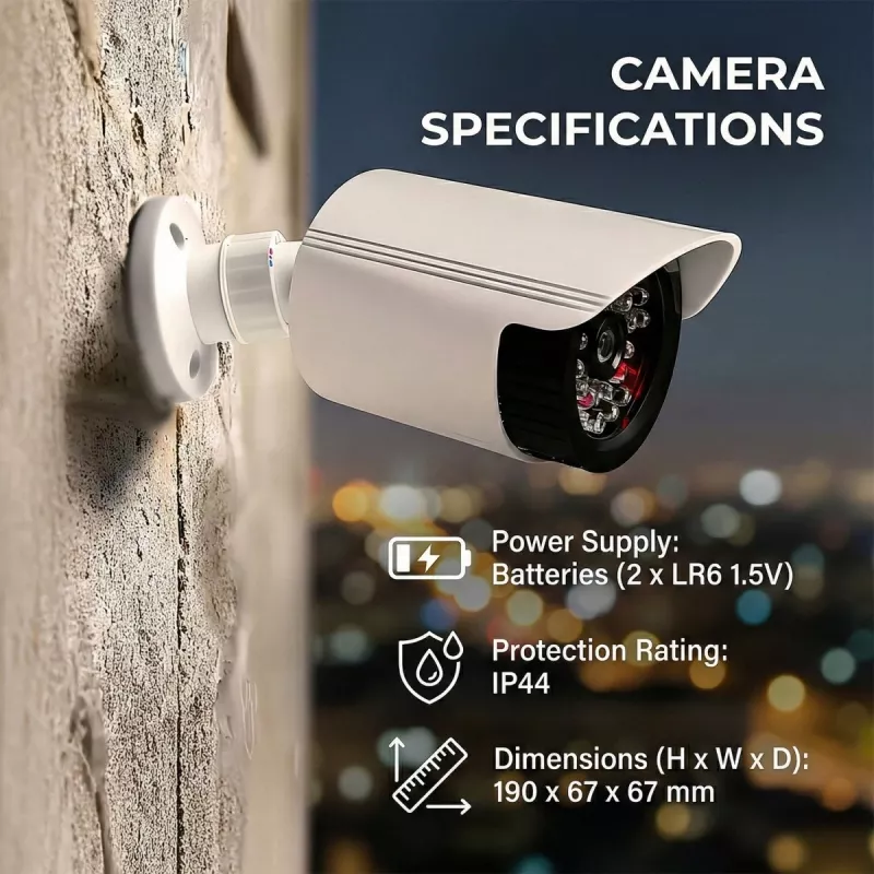 Dummy-camerabuis met IR-LED's, CEE IR1800 W — niet-functionerende bewakingsdummy