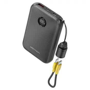 Powerbank Vention FKAB0-C 10000 mAh, 2× USB-C + 1× USB-A, 22,5 W, zwart