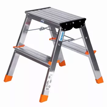 Krause Treppy opvouwbare trap zilver 130020 — aluminium, 2 treden, 150 kg draagvermogen, opgevouwen 55×20 cm, gewicht 2 kg
