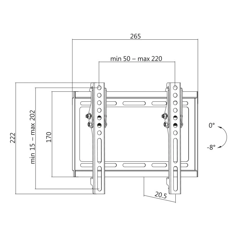 TV-wandsteun, 23-42 inch, max. 35 kg