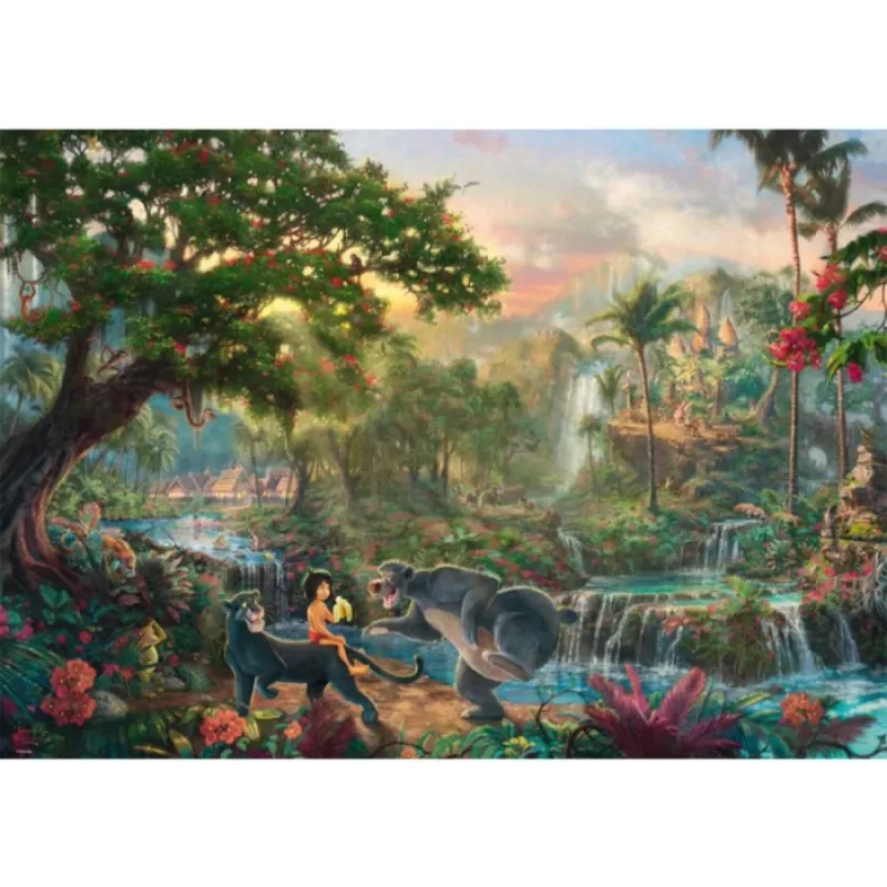 Schmidt Spiele 59473 Thomas Kinkade: Disney Het Jungleboek puzzel, 1000 stukjes, 69,3 x 49,3 cm