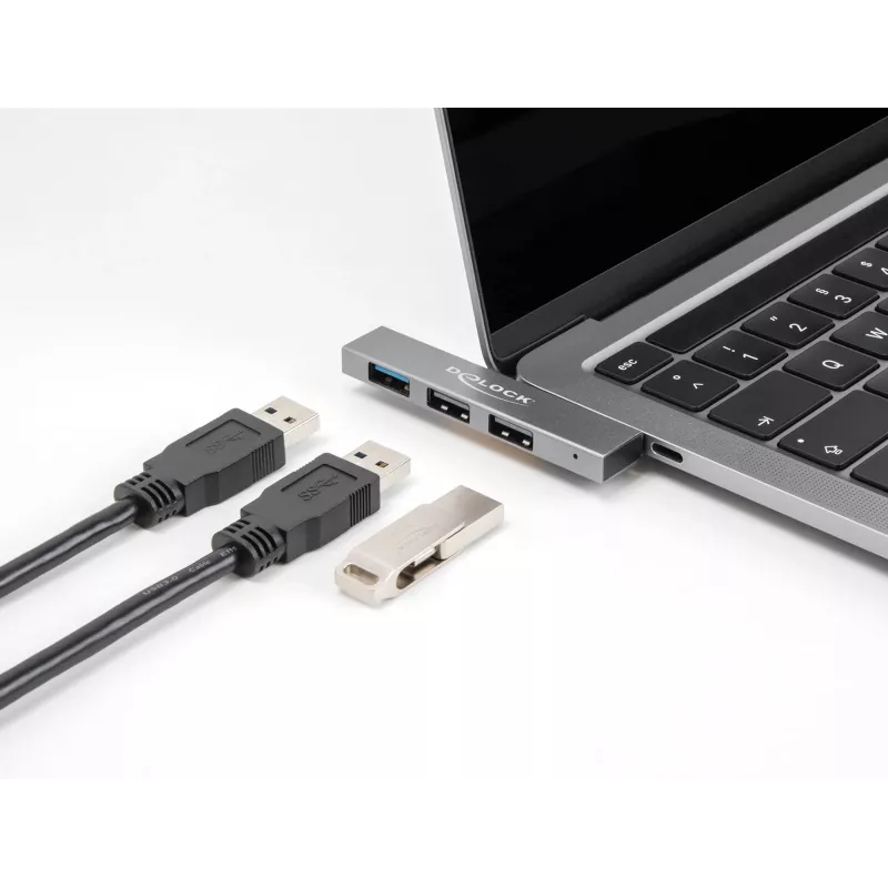 DeLOCK 3-poorts slanke USB-hub USB Type-C 10 Gbps 2 x USB 2.0