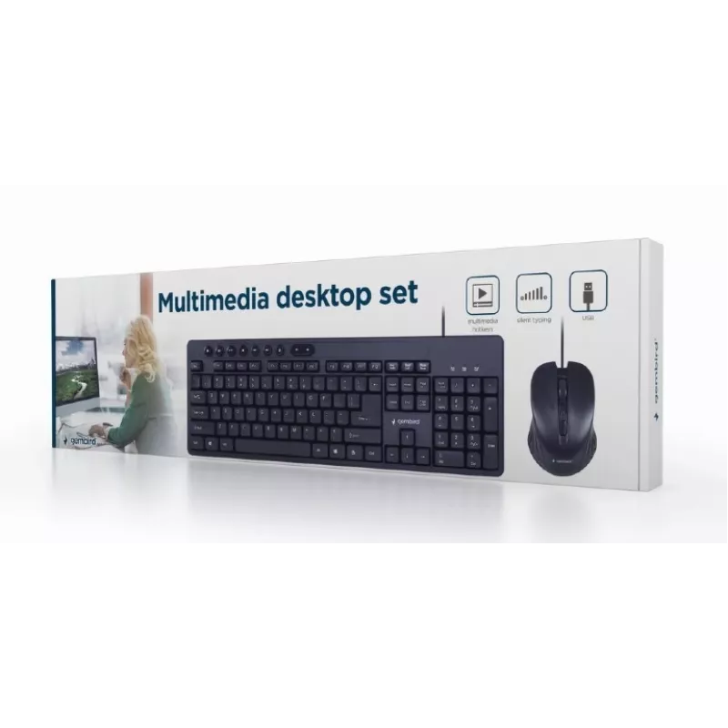 Bekabeld full-size toetsenbord Gembird KBS-UM-04 USB QWERTY US-Engels met muis, zwart, 1,5 m kabel