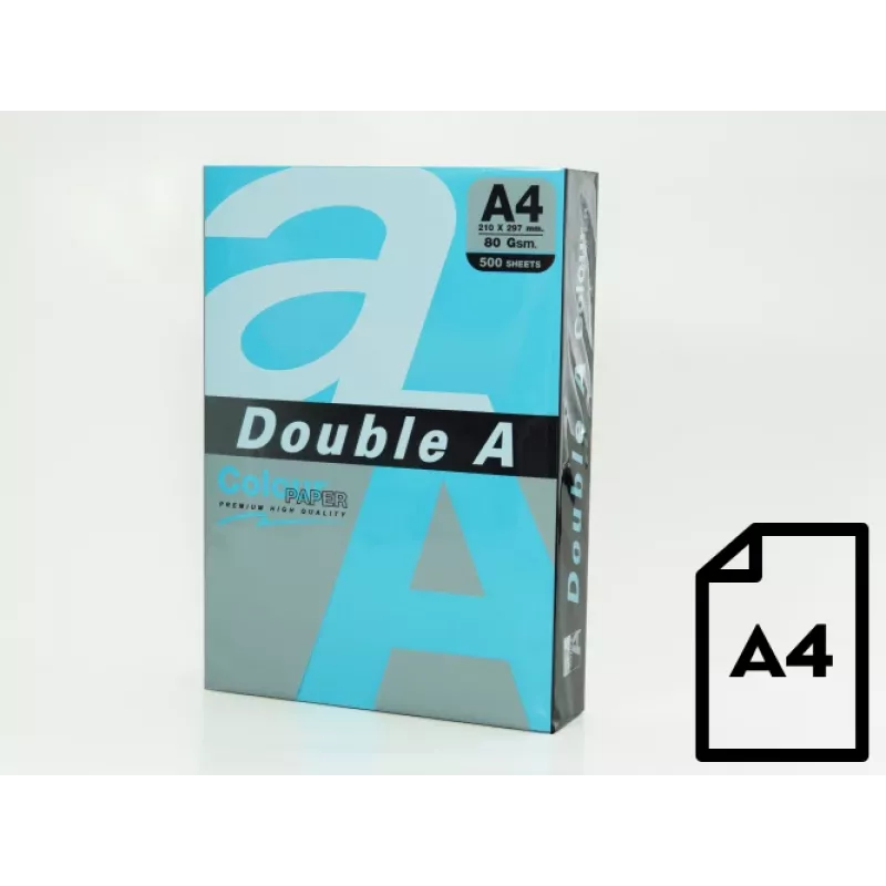 Kleurpapier Double A, 80 g, A4, 500 vel, diepblauw