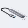 Unitek H1208A USB-A-hub, 4 poorten (1x USB-A 5 Gbps, 3x USB-A 2.0), aluminium, zilver
