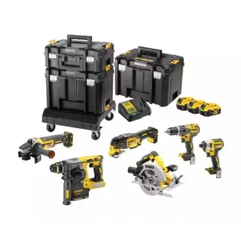 DeWalt DCK685P3T 18V accu-gereedschapskoffer — 3×5,0-Ah-accu's, DCH273-hamer, haakse slijper, koffer