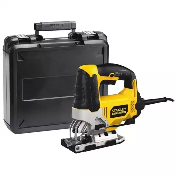 Decoupeerzaag STANLEY FME340K — 710 W, 3000 slagen/min, zaagdiepte hout 85 mm, staal 10 mm, beugelgreep, verstekverstelling