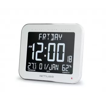 Digitale wand-/tafelklok muse M-090 WMC — rechthoekig LCD, 220×177,5×24,5 mm, batterij/DC 4,5 V