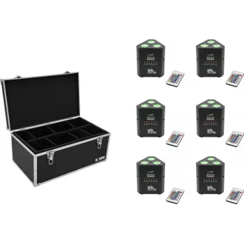EUROLITE AKKU TL-3 TCL QuickDMX 6x LED-accu-uplight-set met transportkoffer TDV-1