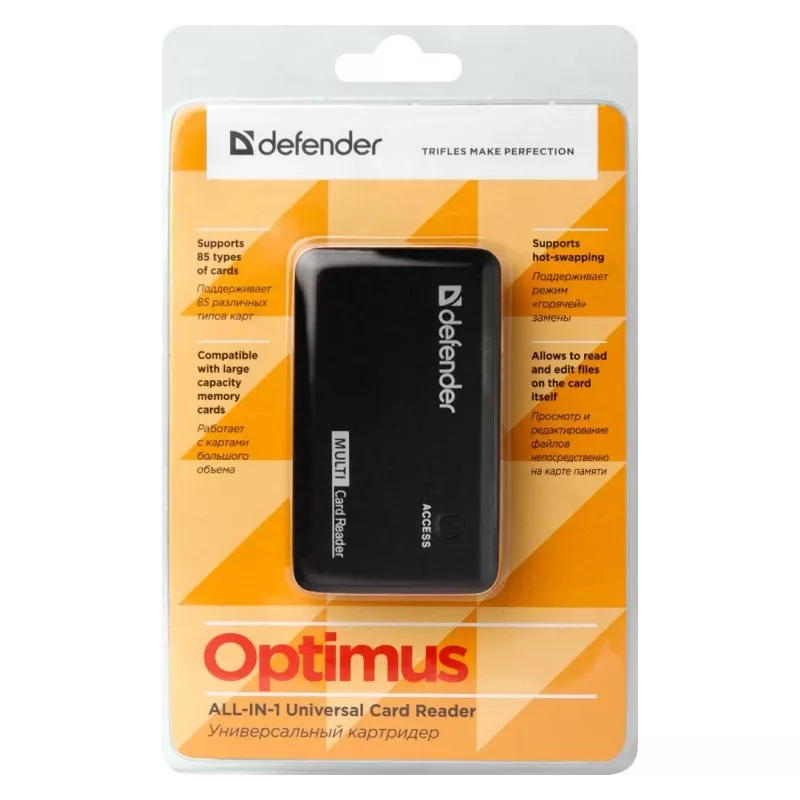 Kaartlezer Defender OPTIMUS USB 2.0 universeel zwart