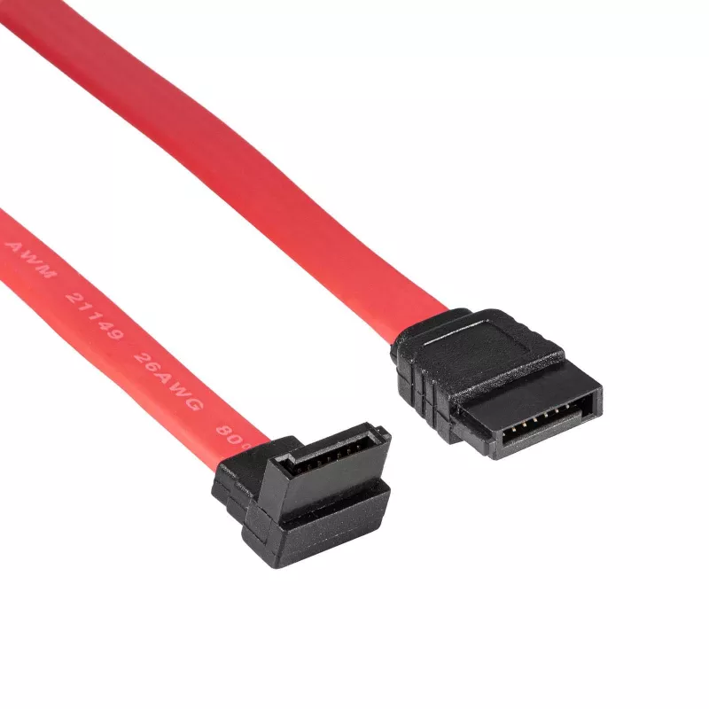 Akyga AK-CA-51 SATA III-kabel 6 Gb/s, recht naar 90° haaks, 0,5 m, rood