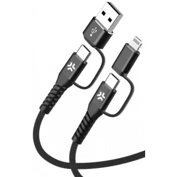 Celly 4-IN-1 kabel A+C naar C+LIGHT 2M BK