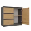 Commode Top e shop Topeshop 1D3S 80×40×75 cm, antraciet eiken artisan mat