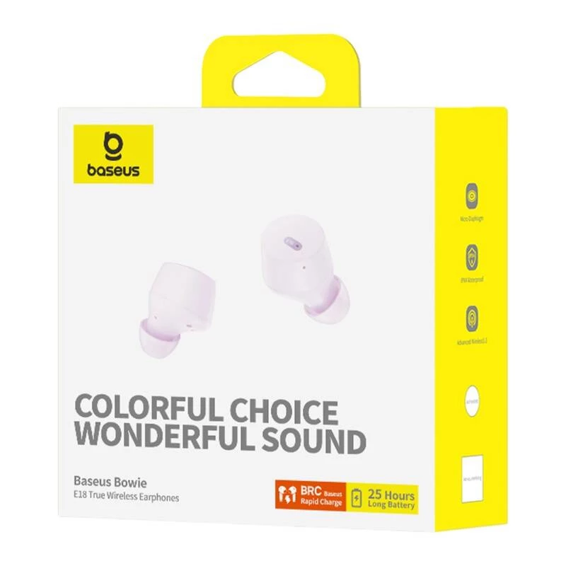Headset Baseus Bowie E18 True Wireless Stereo (TWS) in-ear Bluetooth USB Type-C paars — bellen & muziek