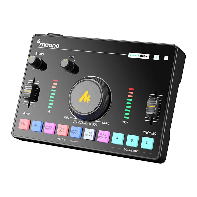 Audiomixer MAONO AMC2 Neo, 2-kanaals USB-mixer met USB-aansluiting