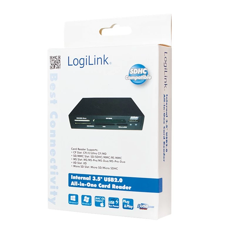 LogiLink CR0012 kaartlezer USB 2.0 intern zwart