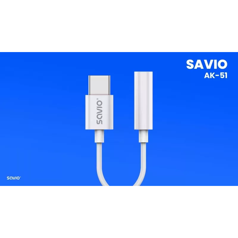 USB Type 3.1 C (M) – jack 3,5mm (F) audioadapter wit SAVIO AK-51