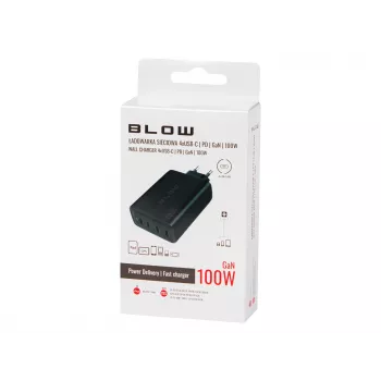 BLOW 4xUSB-C PD 100W GaN wandlader, zwart