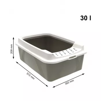 Kattenbak rotho Bonnie Eco Cappuccino 30 L afgedekte kunststof bak met deksel, 572×393×209 mm