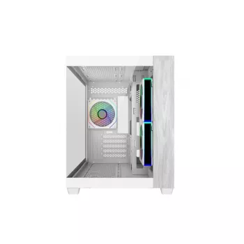 Cooler Master E481-WHNN-S00 Elite 481 WOOD wit, mATX, frontpaneel, 70° volledig zicht tempered glass