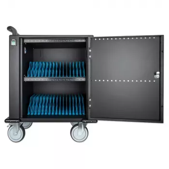 Manhattan iPad tot 13 inch, MacBook Air tot 13 inch & Chromebook tot 14 inch 32-voudige laadwagen/trolley via USB-C, ook andere tablets/smartphones (met apparaat-naar-USB-C-kabel), vakken 330x22x235 mm, apparaatlaadkabel niet inbegrepen (aanbevolen USB-C-kabel 35