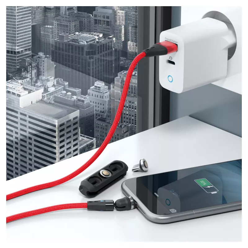USB-kabel RealPower MagneticCharge3 2 m USB-A rood