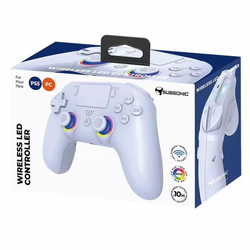 Gamepad Subsonic PS5 draadloze LED-controller wit D-pad Home Opties Delen