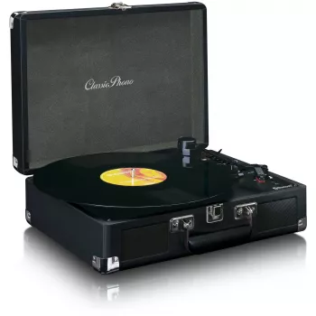 Platenspeler met riemaandrijving Lenco TT-115 Zwart – draagbare kofferplatenspeler, Bluetooth 5.0, USB-opname, 33/45/78 tpm