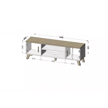 Cama tv-standaard LOTTA 160 2D2K wit/sonoma