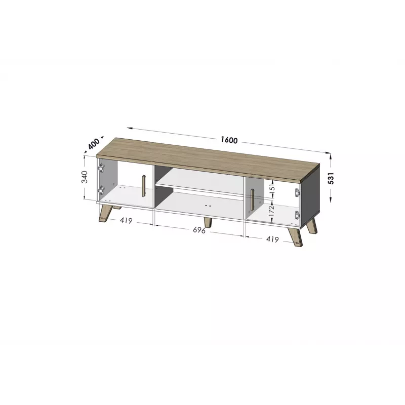 Cama tv-standaard LOTTA 160 2D2K wit/sonoma