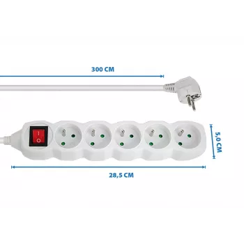 Esperanza ELK215W stroomverdeler 3 m 5 AC-stopcontact(en) binnen wit