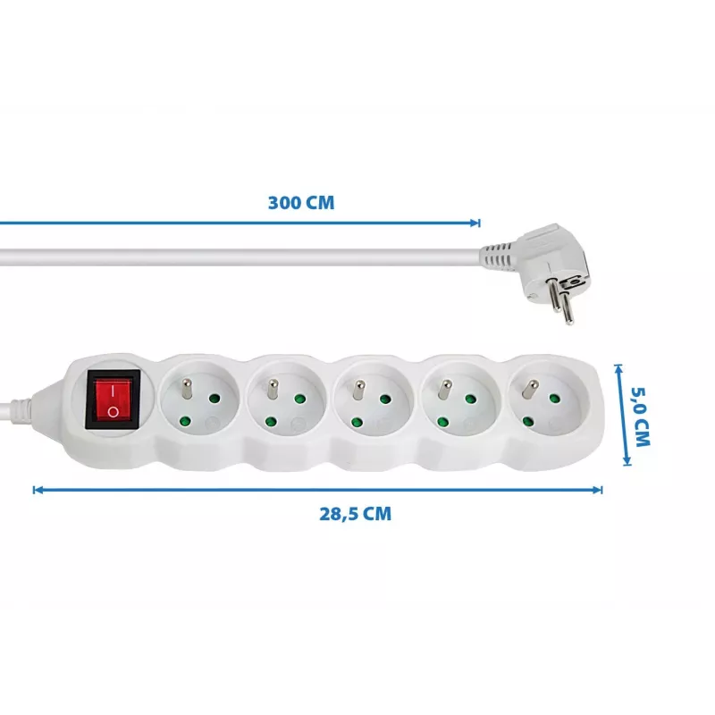 Esperanza ELK215W stroomverdeler 3 m 5 AC-stopcontact(en) binnen wit