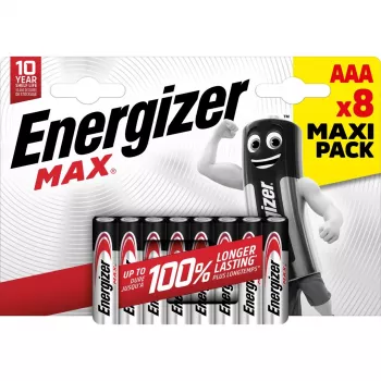 Wegwerpbatterij Energizer MAX AAA alkaline 1,5 V – 8-pack, cilindrisch, 10 jaar houdbaarheid
