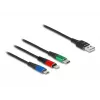 DeLOCK 90156 USB-oplaadkabel 3-in-1, Type-A naar Lightning / Micro USB / USB Type-C, 2 m, meerkleurig