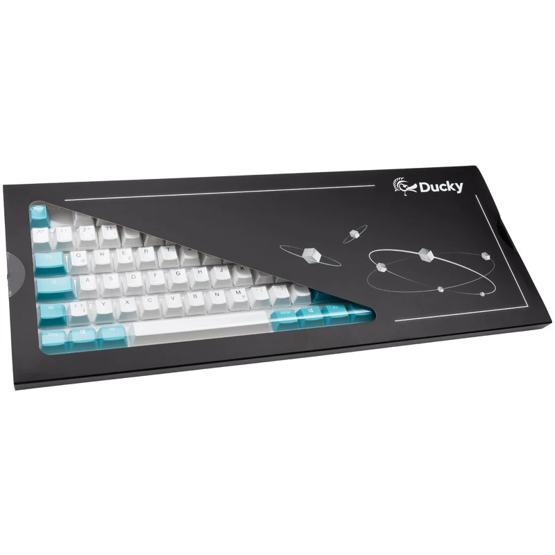 Ducky keycap set, PBT, ISO (DE) - wit/blauw