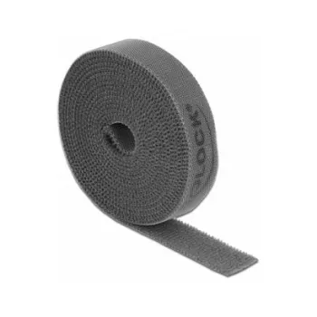 Montageband DeLOCK klittenband op rol L 2 m x B 15 mm grijs