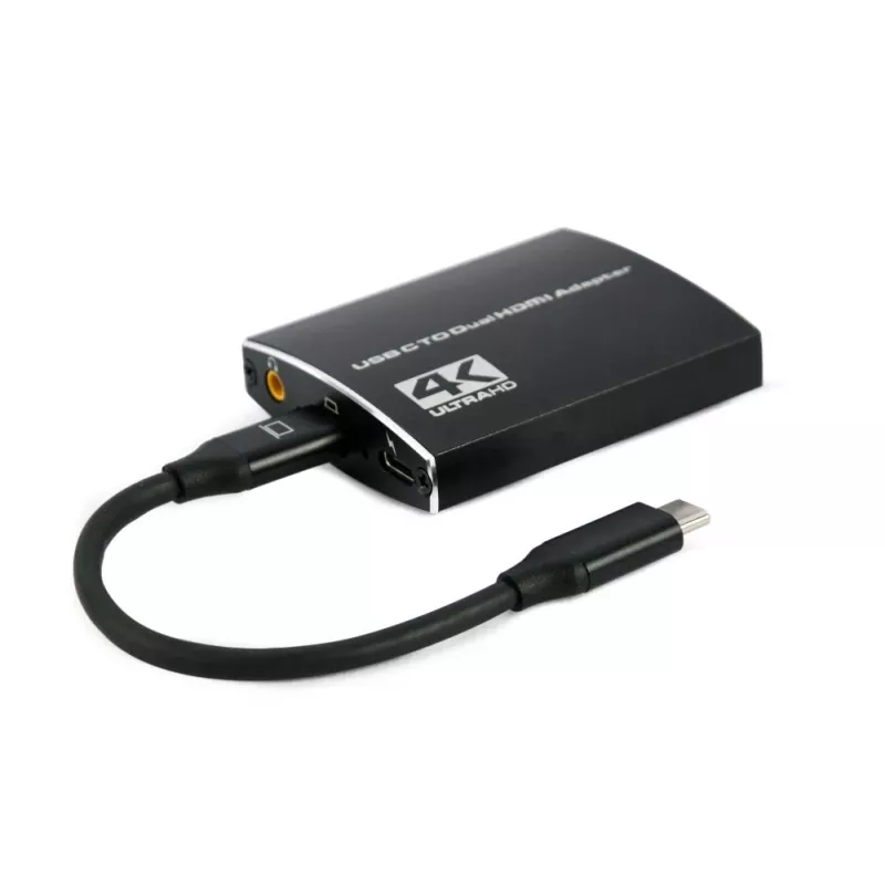 Gembird A-CM-HDMIF2-01 USB-C naar dual-HDMI-adapter, 4K 60Hz, zwart