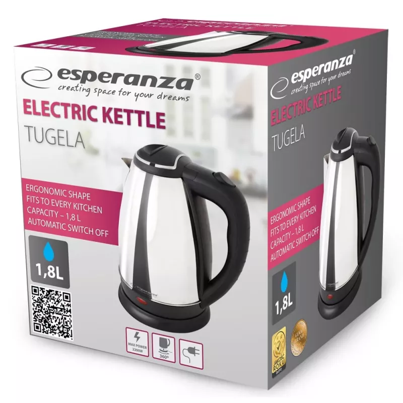 Esperanza EKK104S waterkoker 1,8 L 2200 W zilver