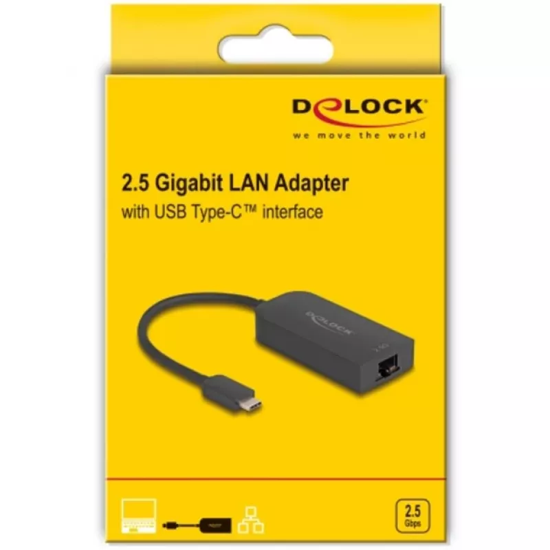DeLOCK 66045 adapter USB 5 Gbps Type-A naar 2,5 Gigabit LAN RJ45 zwart