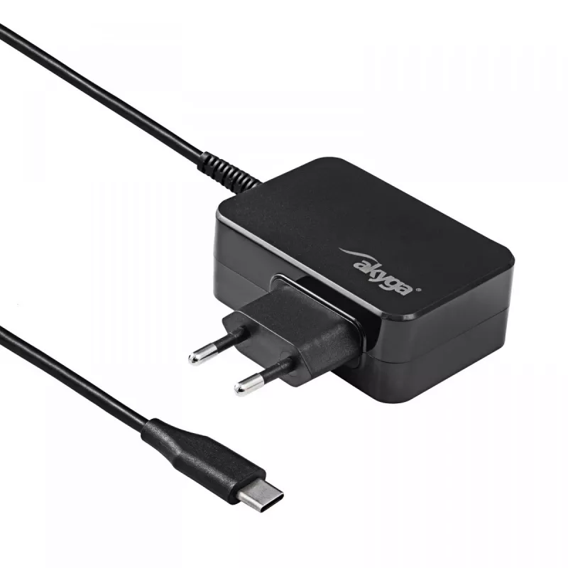 Akyga AK-ND-81 USB-C-GaN-notebookvoeding 65 W, PD 3.0, 5–20 V, 1,8 m kabel, zwart